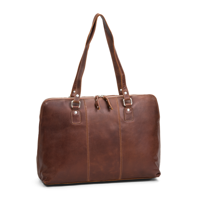 Florence skulderveske i skinn 15,6" Cognac